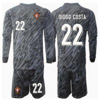 Camisa de Futebol Portugal Diogo Costa #22 Goleiro Equipamento Secundário Infantil Europeu 2024 Manga Comprida (+ Calças curtas)